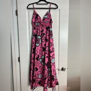 NWT - Zara - 100% Cotton Poplin - Pink Floral Printed Maxi Dress